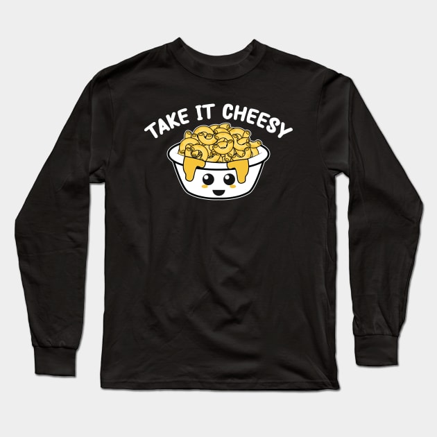 kawaii mac and cheese pun : Take it Cheesy Long Sleeve T-Shirt by Mr. Bdj